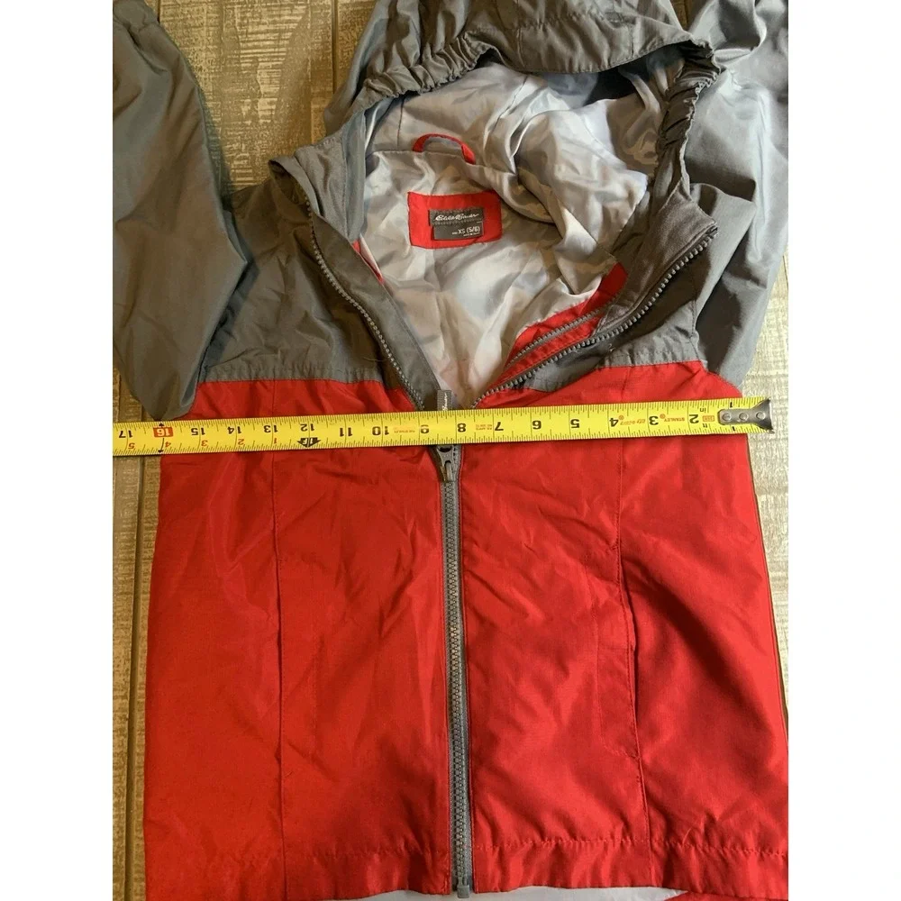Eddie Bauer ~Big Kids~Boys~ Nylon Red & Gray Hooded Windbreaker Sz‎ XS 5/6